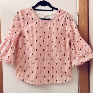 Pink & white striped w bees 🐝 cotton top